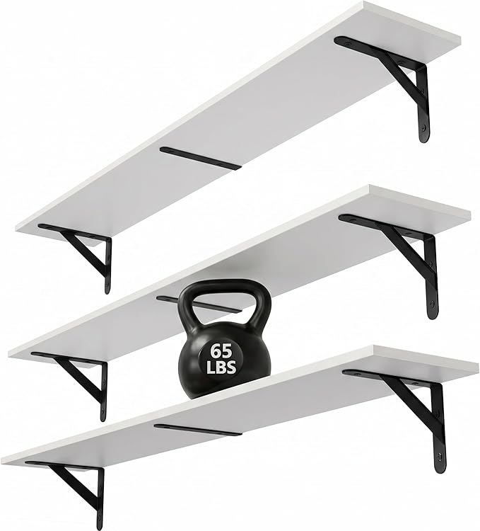 WOPITUES Floating Shelves for Wall 40″W x 8″D, Long Wall Mounted Shelves Set of