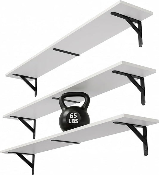 WOPITUES Floating Shelves for Wall 40″W x 8″D, Long Wall Mounted Shelves Set of