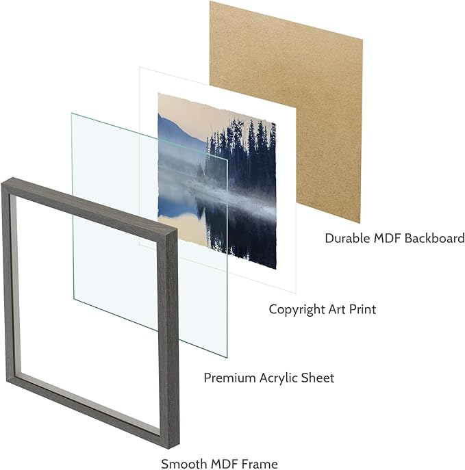 Framed Lake Landscape Wall Art: 6 Pieces Mountain Scenery Photos Prints Frames Nature Forest Painting Modern Various Stunning View Artwork Relaxing Sunset Picture for Bedroom Office