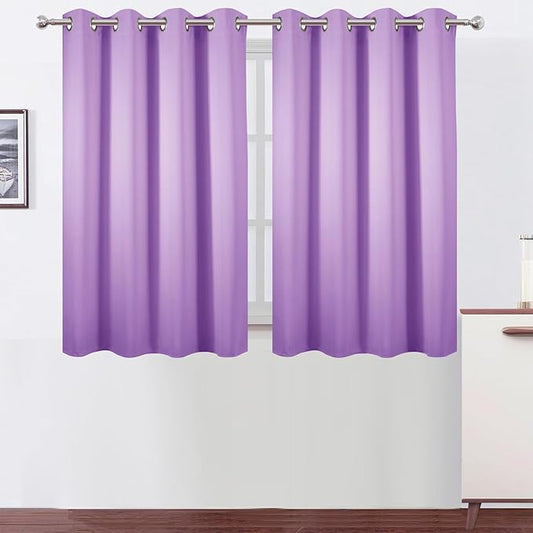 LEMOMO Blackout Curtains 66 x 54 Inch Long Lavender Curtains Set of 2 Panels