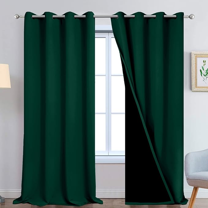 Yakamok 108 Inch Length 100% Blackout Window Curtain Panels, Full Light