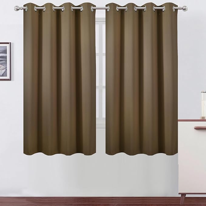 LEMOMO Brown Blackout Curtains 52 x 63 Inch Length/Set of 2 Curtain