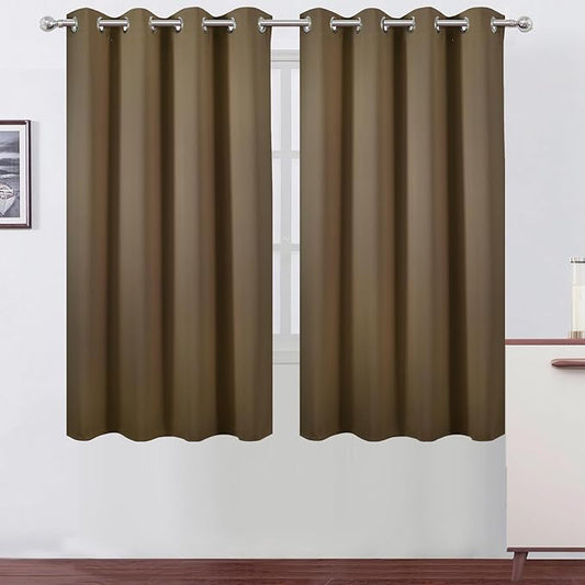 LEMOMO Brown Blackout Curtains 52 x 63 Inch Length/Set of 2 Curtain