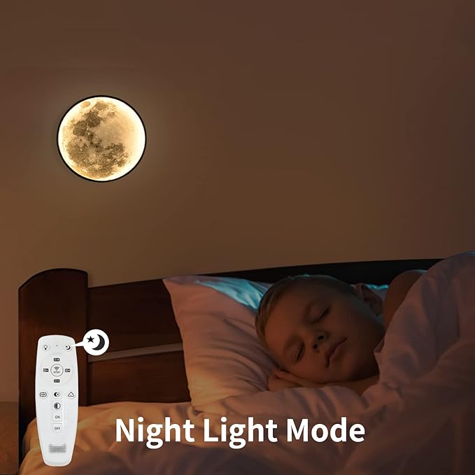 QIYIMEILUX Dimmable Moon Wall Sconce Plug in Modern LED Wall Light