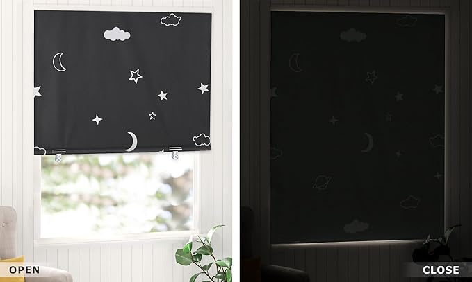 LazBlinds 100% Blackout Roller Shades, No Tools No Drill Cordless Blinds