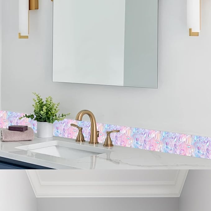 HOMETITUTE Wallpaper Border Peel and Stick Wall Border 4x196 Inch Iridescent