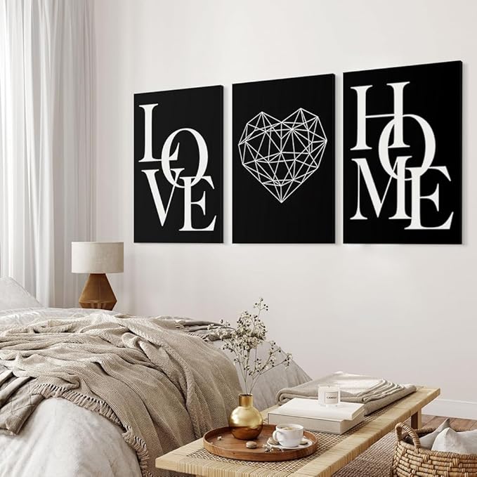 GUBIYU Love Home Wall Decor Black and White Farmhouse Modern Art