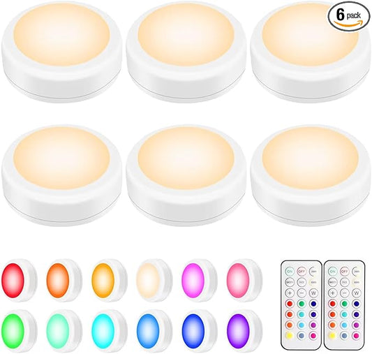 BLS LED Puck Lights with Remote Control, Wireless Under Cabinet & Closet