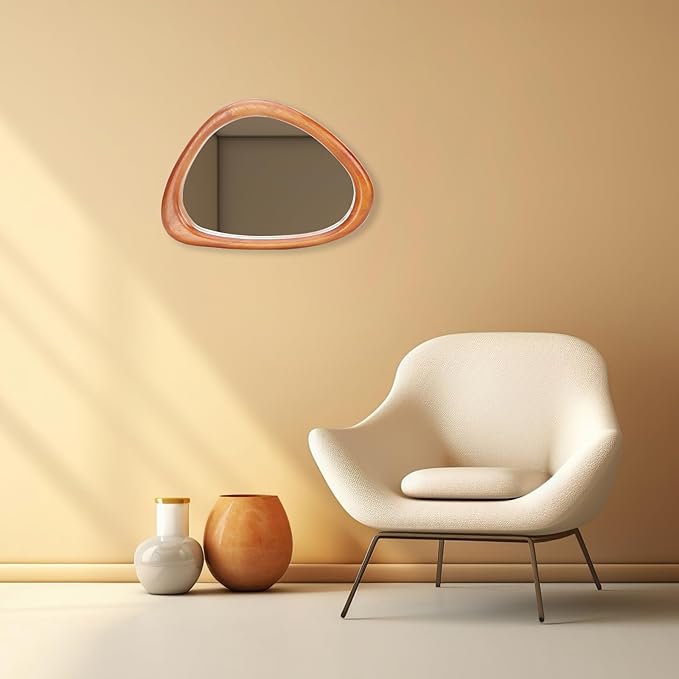 MAGFLERUM Irregular Wall Mirror, 15 * 10 inch Asymmetrical Wood Mirrors