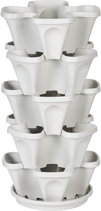 Mr. Stacky 5 Tier Stackable Strawberry, Herb, Flower, and Vegetable Planter - Vertical Garden Indoor/Outdoor