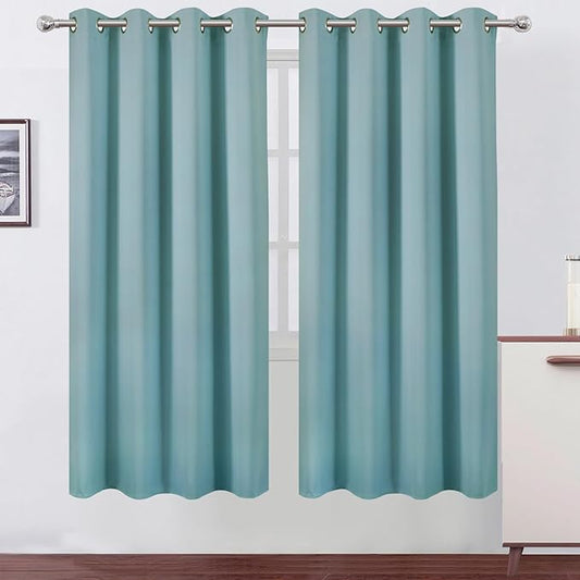 LEMOMO Stone Blue Thermal Blackout Curtains/52 x 72 Inch/Set of 2 Panels Room