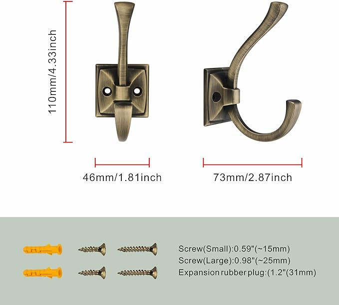 TUNNY 5 Pack Antique Design Wall Hanging Coat Hooks