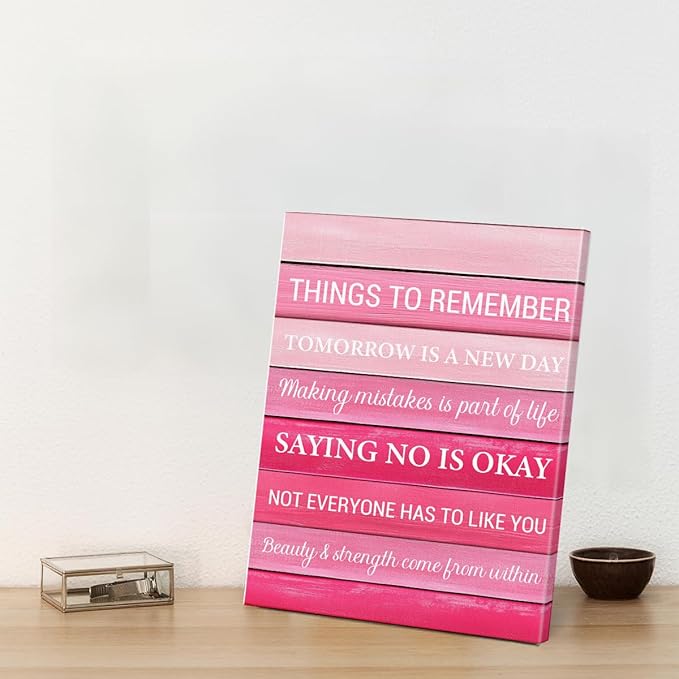 Inspirational Pink Wall Art Decor, Preppy Motivational Room Sign