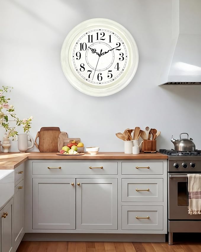 Vintage Wall Clock 16 Inch Quartz Silent Non-Ticking Analog Clock Battery