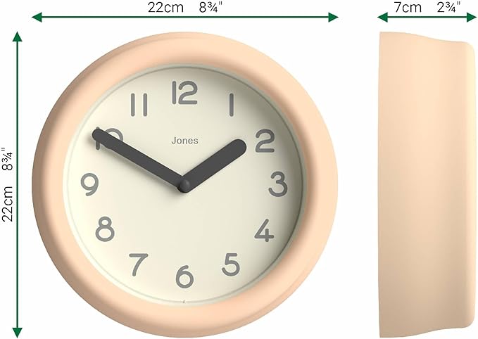 JONES CLOCKS® Fuze wall Clock | Small Round Clock | Beige | Playful Modern