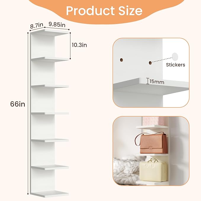 upsimples 7-Tier Floating Wall Shelf, Decorative Shelves