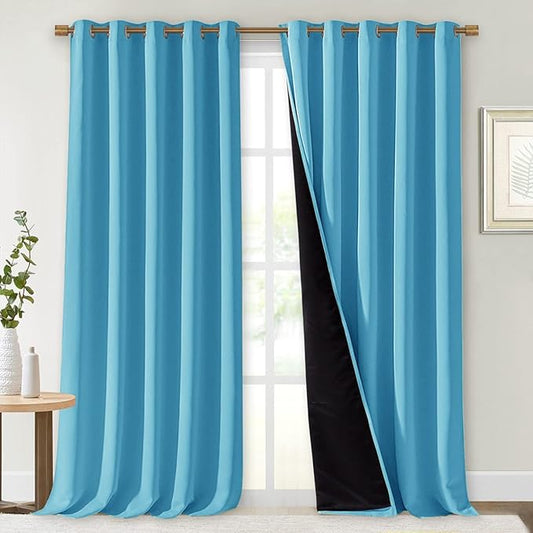NICETOWN Full Shading Curtains for Windows, Teal Blue, 62 inches W x 95 inches L