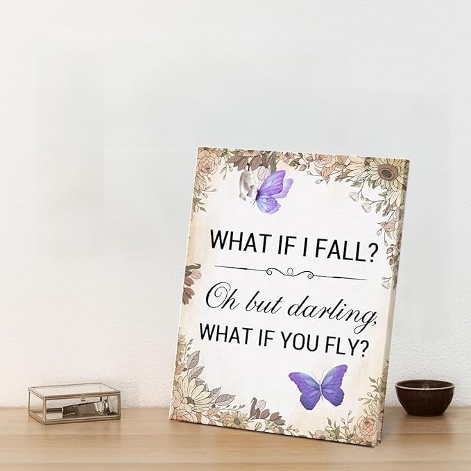 Inspirational Purple Butterfly Wall Art Decor, What If You Fly Motivational