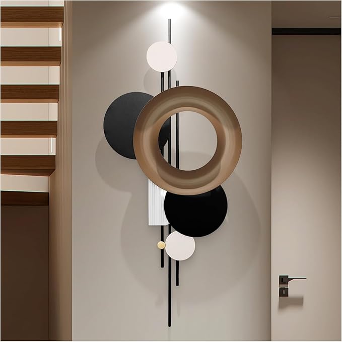 HEBOIX Modern Geometric Large Metal Wall Art 3D Wall Sculptures Handmade Wall