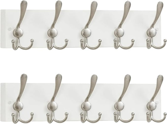 SKOLOO Creations White Solid Wood Wall Mounted Coat Rack, 5 Hooks, 16-7/8" Long