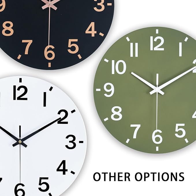 HZDHCLH Wall Clock 8 Inch Silent Non Ticking Wood Battery Operated Green Wooden