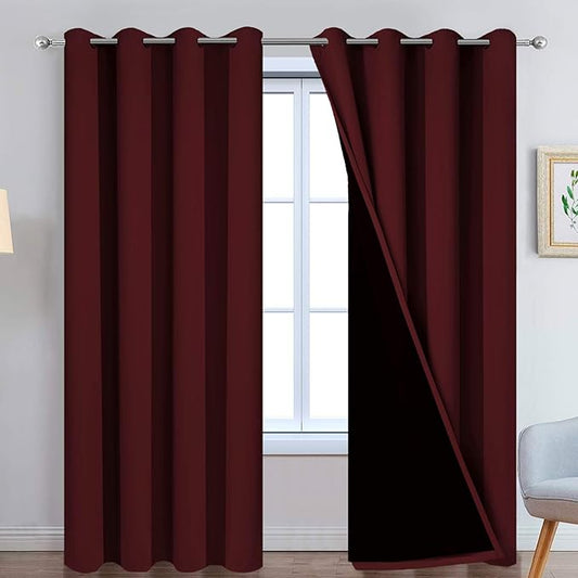 Yakamok 100% Blackout Curtains for Living Room, Noise Reducing Drapes, Thermal