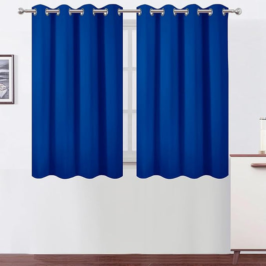 LEMOMO Blackout Curtains 66 x 54 Inch Long Royal Blue Curtains Set of 2 Panels
