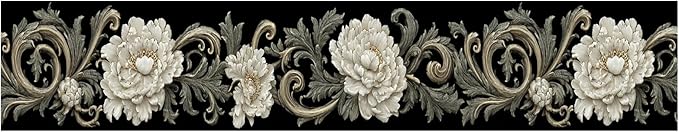 Beige Floral Scroll Wallpaper Border 196x4 Inch Peel and Stick Wall Border