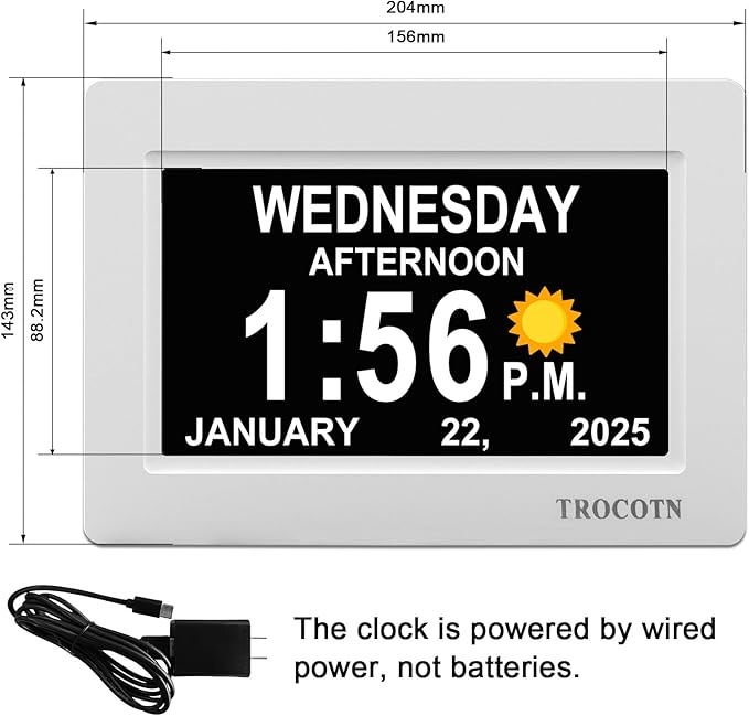 TROCOTN Dementia Clocks, Large Display Calendar Alarm Clock