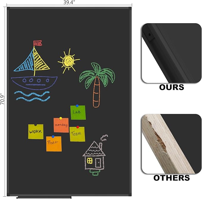 Lockways Magnetic Chalkboard 72 x 40 Inches, Aluminum Frame Large Blackboard