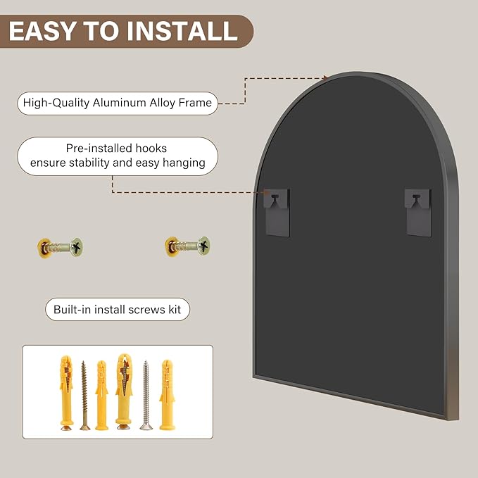 XRAMFY 31"x32" Arched Wall Mirror