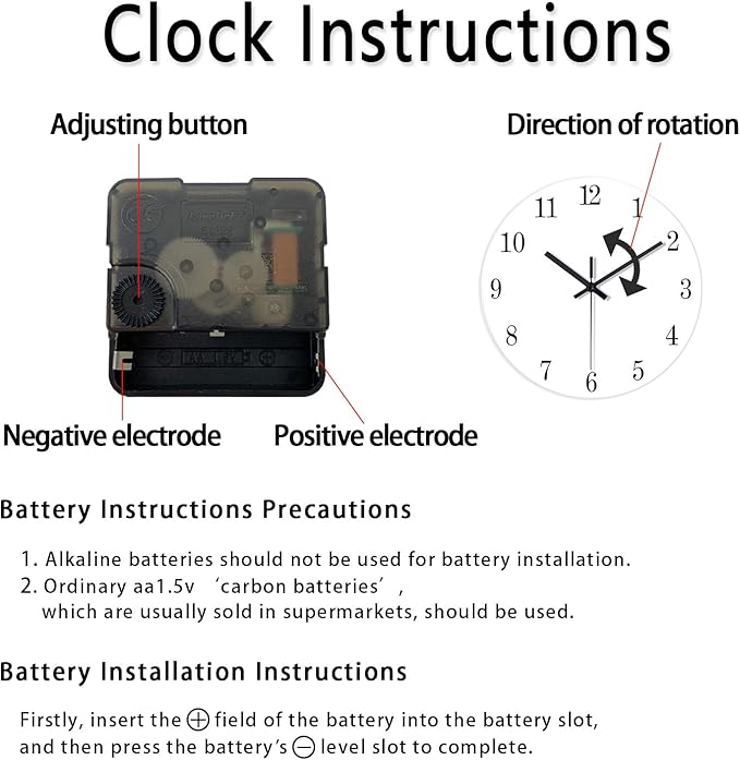 Black Wall Clock for Living Room 14 Inch Glass Analog Wall Clock Battery
