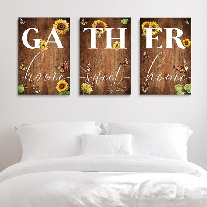 GUBIYU Farmhouse Dining Room Wall Art Gather Signs