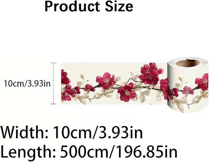 Cherry Blossom Wallpaper Border 196x4 Inch Red Flower Peel and Stick Wall