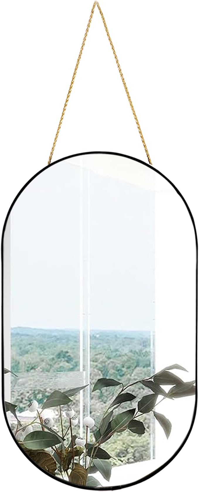9.2x15.9 inch Black Mirror Oval, Wall Mirror Door Mirror PVC Plastic Frame