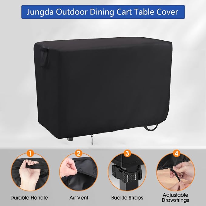 Outdoor Prep Table Cover for Royal Gourmet Double-Shelf Movable Dining Cart Table,Waterproof Patio Cart Cover,Outdoor Grill Cart Pizza Oven Table Covers - 40 x 24 x 32 Inch