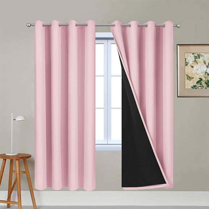 Yakamok 100% Blackout Lined Panels, Thermal Insulated Blackout Curtains