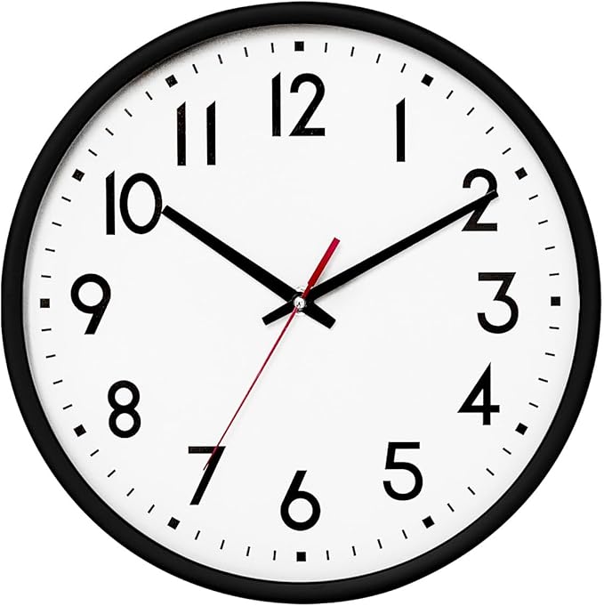 HZDHCLH Wall Clock Black, Silent Wall Clocks Battery Operated 10 Inch Modern