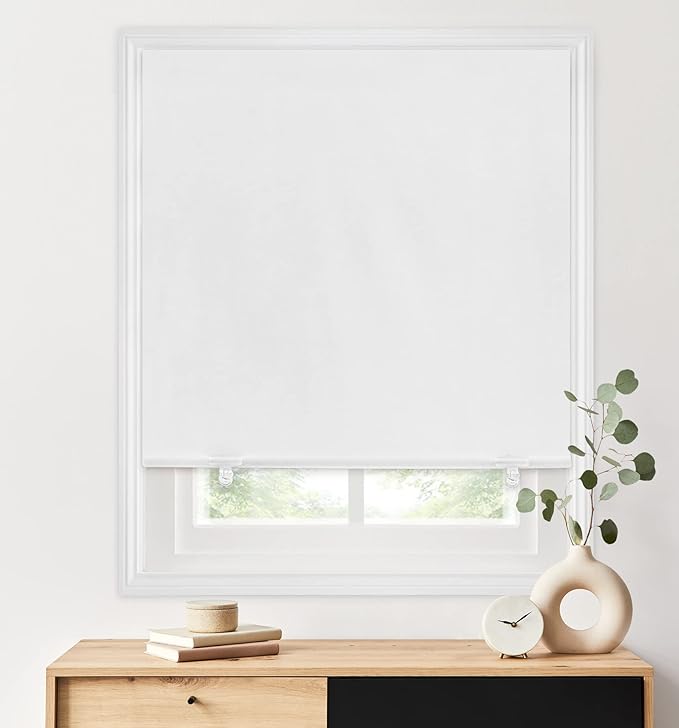 LazBlinds 100% Blackout Roller Shades, No Tools No Drill Cordless Blinds