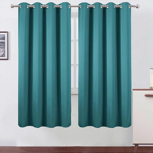 LEMOMO Blackout Curtains 66 x 72 Inch Long Sea Teal Curtains Set of 2 Panels