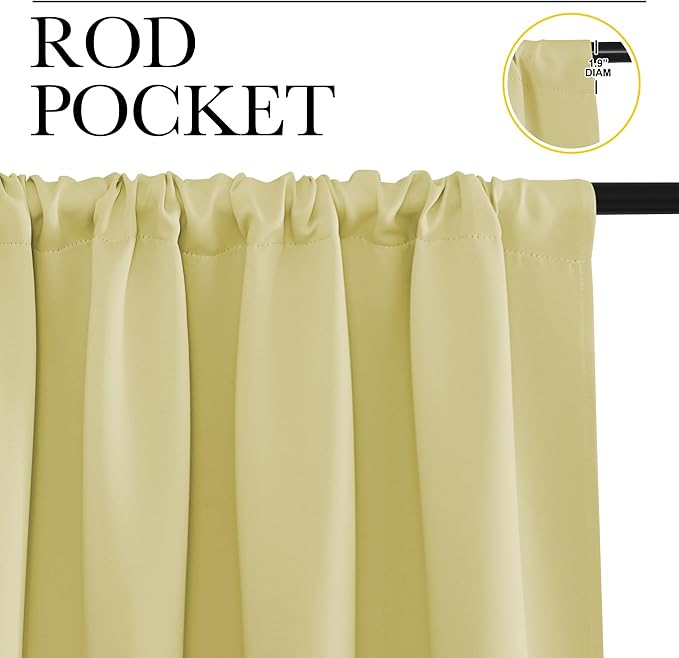 NICETOWN Kitchen Curtains, Short Blackout Drapes, Paler Yellow, Thermal