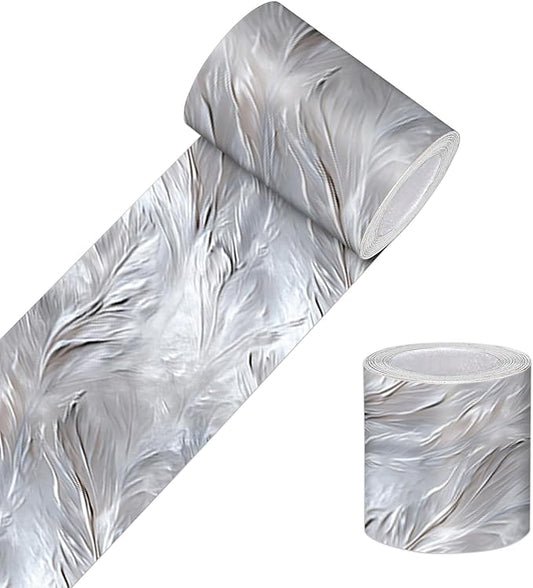HOMETITUTE Wallpaper Border Peel and Stick Marble Silver Texture Decorative