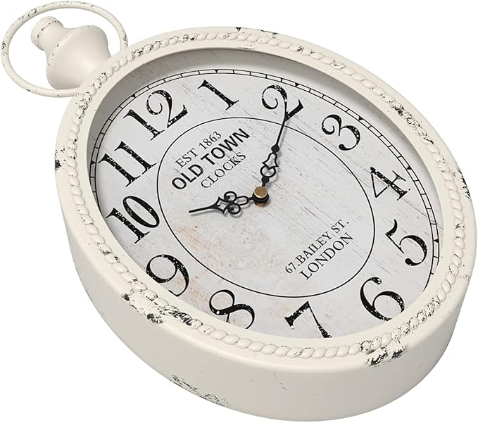 Menterry Small Retro Oval Wall Clock, Antique Old Design, Battery Operated