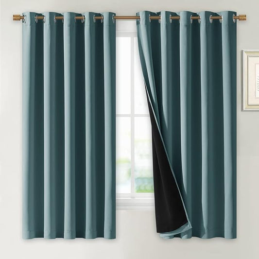 NICETOWN 100% Blackout Lined Curtains, 2 Thick Layers Completely Blackout
