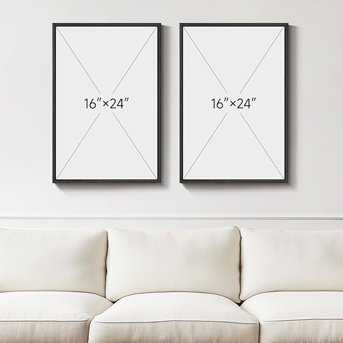 Framed Neutral Abstract Wall Art Set of 2, Minimalist Block Lines Pictures