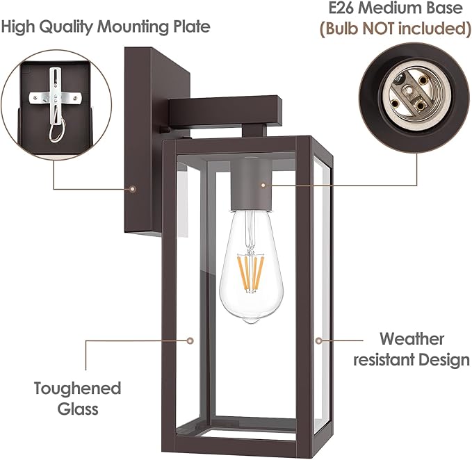 MAXvolador Outdoor Wall Sconce, Exterior Waterproof Wall Lantern Light Fixture