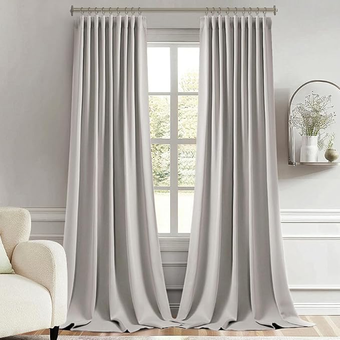 MIULEE Stone Back Tab Blackout Curtains 108 Inch Long 2 Panels Set