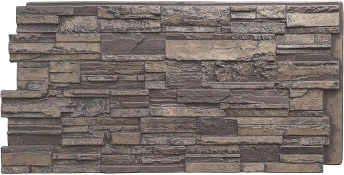 EverStone Cascade Faux Stone Panel, 48 5/8"W x 24 3/4"H x 1 1/4"D, Cascade