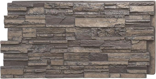 EverStone Cascade Faux Stone Panel, 48 5/8"W x 24 3/4"H x 1 1/4"D, Cascade