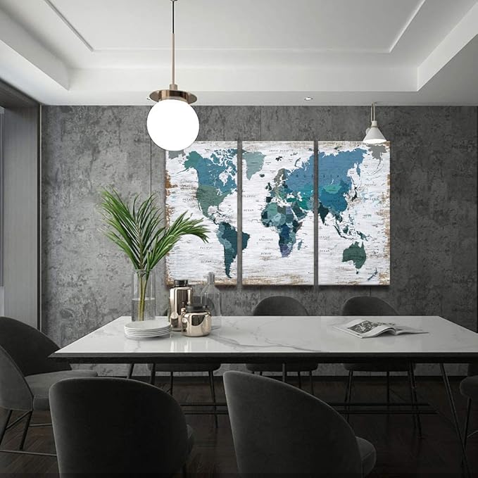 Teal blue Wall Art Watercolor Abstract Wall Decal Large Office Canvas Wall Art